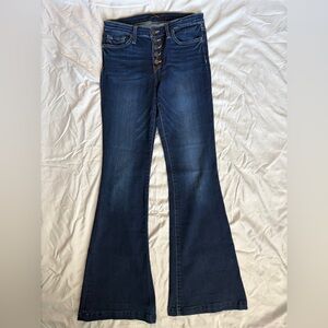 Flying Monkey Deep Indigo Mid Rise Flare Jeans